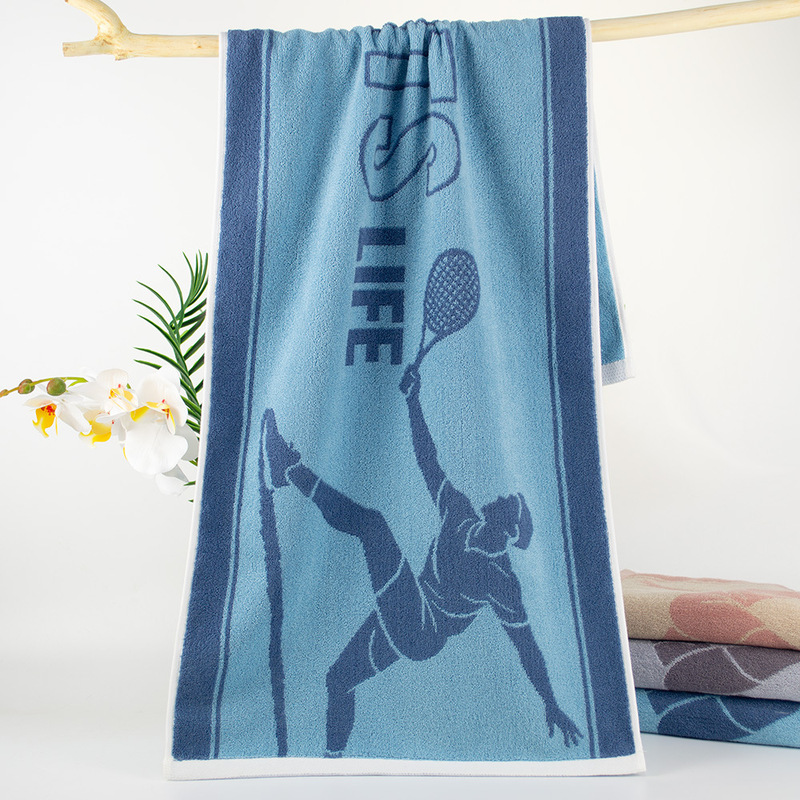 Sports towel for fitness and running, sweat-absorbent, soft, extended length, pure cotton, jacquard, tennis, custom wholesale Sports towel for fitness and running, sweat-absorbent, soft, extended length, pure cotton, jacquard, tennis, custom wholesale