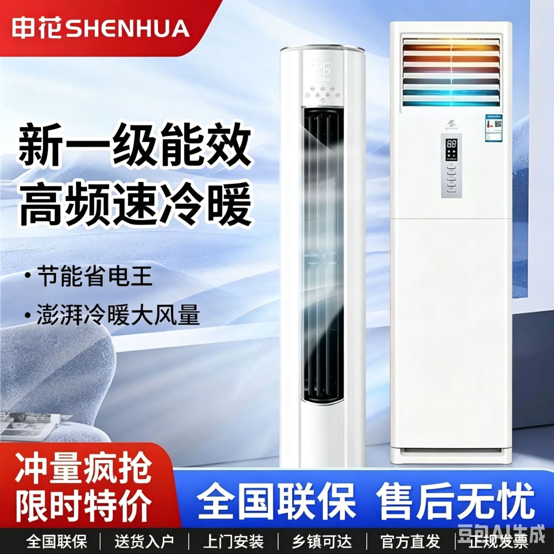 Напольный кондиционер Shenhua 3 л.с., 2 л.с., с фиксированной частотой, напольный, для гостиной, с высоким воздушным потоком.