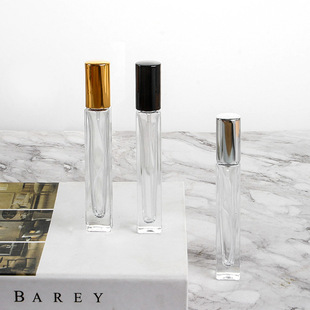 Glass Perfume Bottle 10ml Square and Round Perfume Refill Bottle Cylindrical Cosmetic Spray Bottle Press Sample Bottle Wholesale