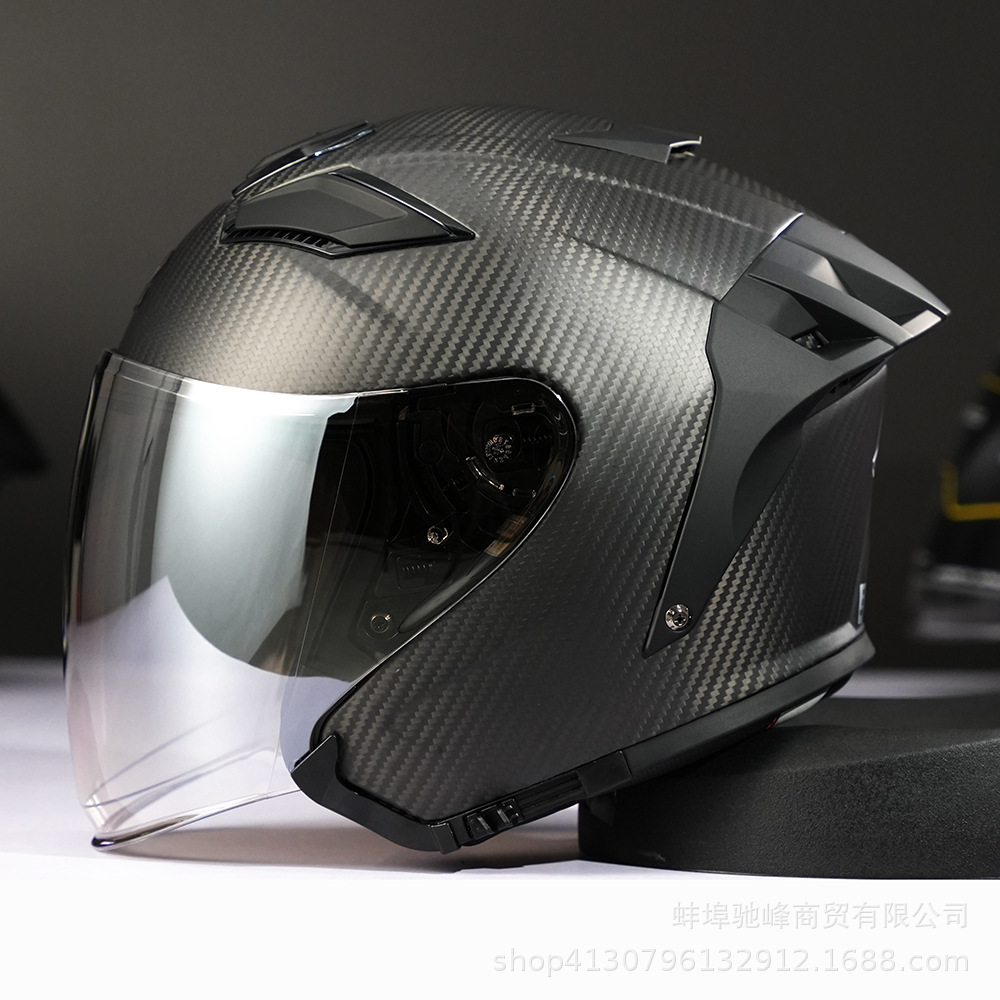 3/4 Helmet, Motuoche Motosiklet kaskı (dəbilqə) - 3k-matte-black-transparent-daynight-silver-lens-m