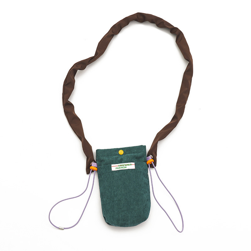 Bolso pequeño de pana mini retro para teléfono móvil Kong Hyojin mismo estilo Corea de nicho color de contraste bandolera para teléfono móvil