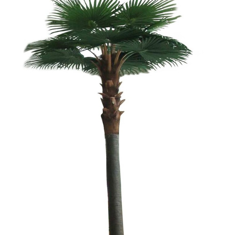 Para la imagen, árbol de palma de simulación personalizado, área escénica, interior del hotel, árbol de palma falso de simulación de plástico reforzado con fibra de vidrio grande artificial