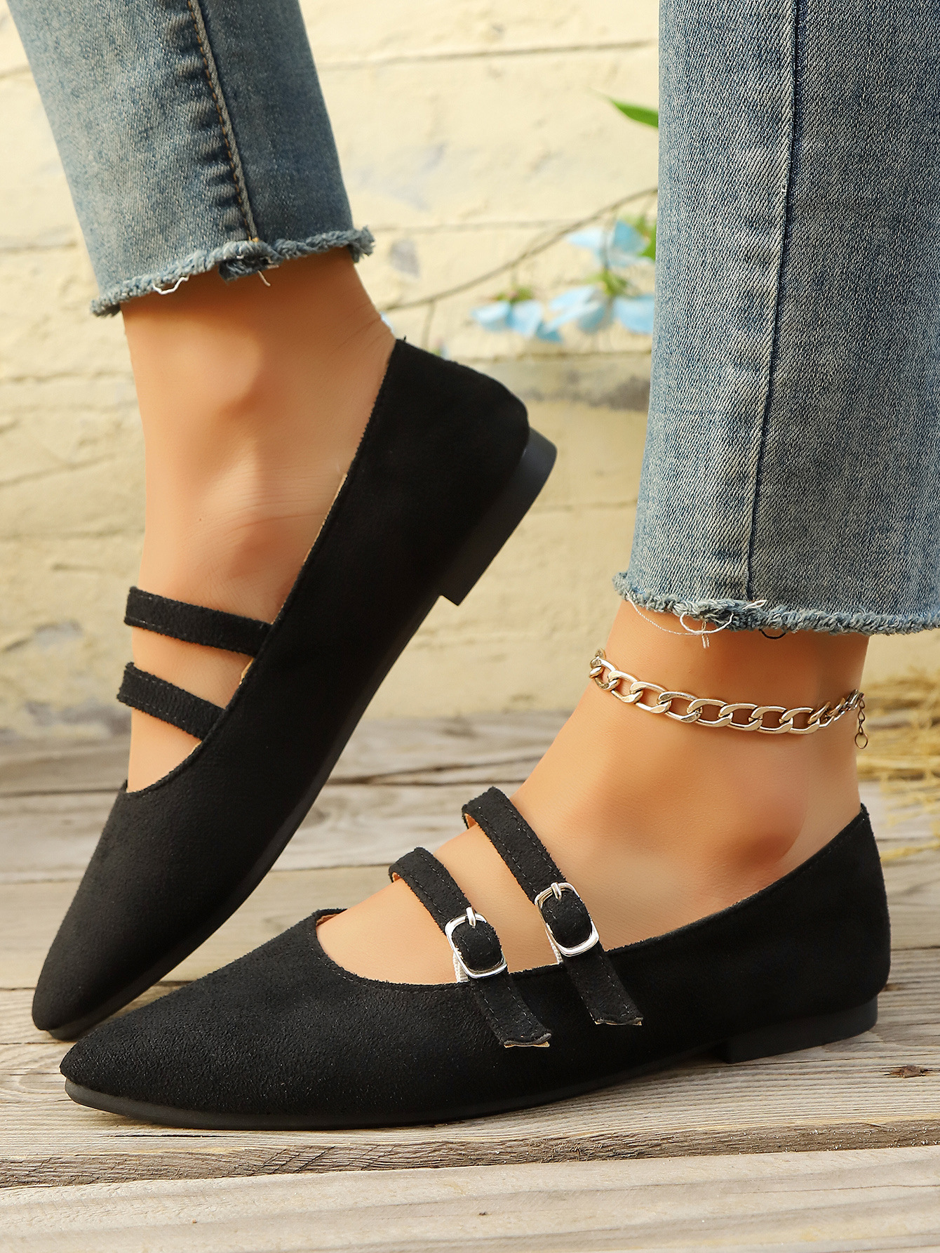 Leopard Print Suede Slip-on Shoes Pointed Toe Flats For Women_voghion.com