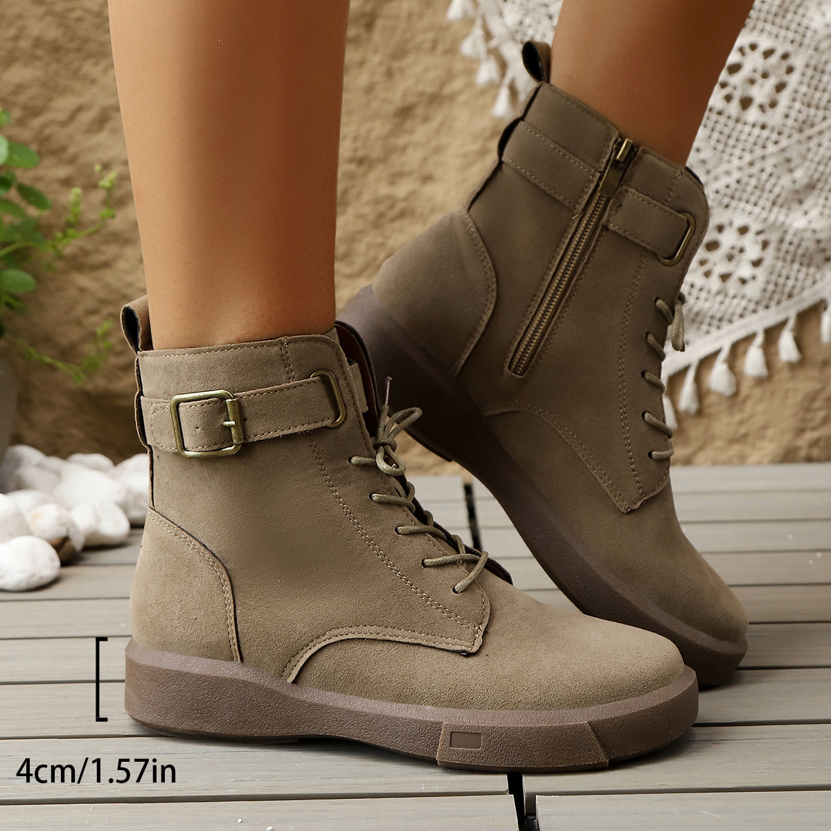 Women's Round Toe Platform Martin Boots British Style For Women_voghion.com