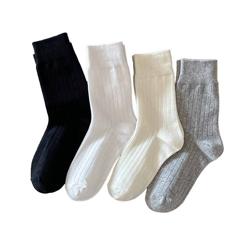 Calcetines de primavera y otoño, calcetines de pila gruesas de color sólido, escolares japoneses, vientos de marea, chicas grises, mias, medianas y largas.