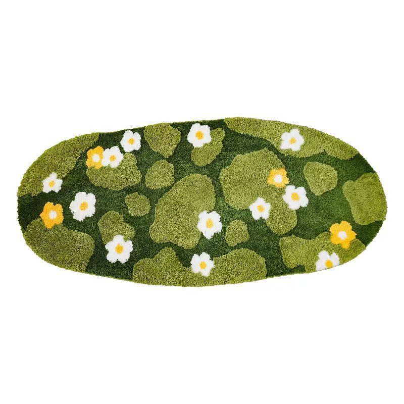 小さな新鮮な花柄植毛TPR底の手入れが簡単なブランケットインスタイルのホームベッドルームソフトで快適な滑り止めベッドサイドブランケット|undefined