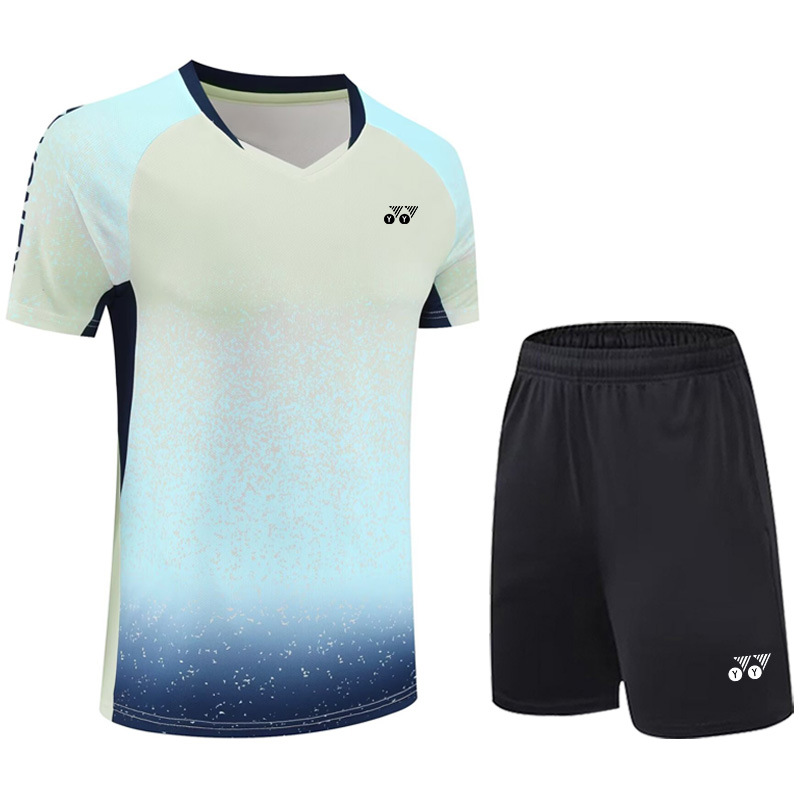 Yy Badminton Uniforms for Men and Women Sports Quick-Drying Suits Starry Sky Short-Sleeved Tops Table Tennis Training Competition Team Uniforms Group Purchase
