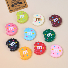 彩色波点M饼干创意卡通手工diy饰品奶油胶树脂配件洞洞鞋扣材料包