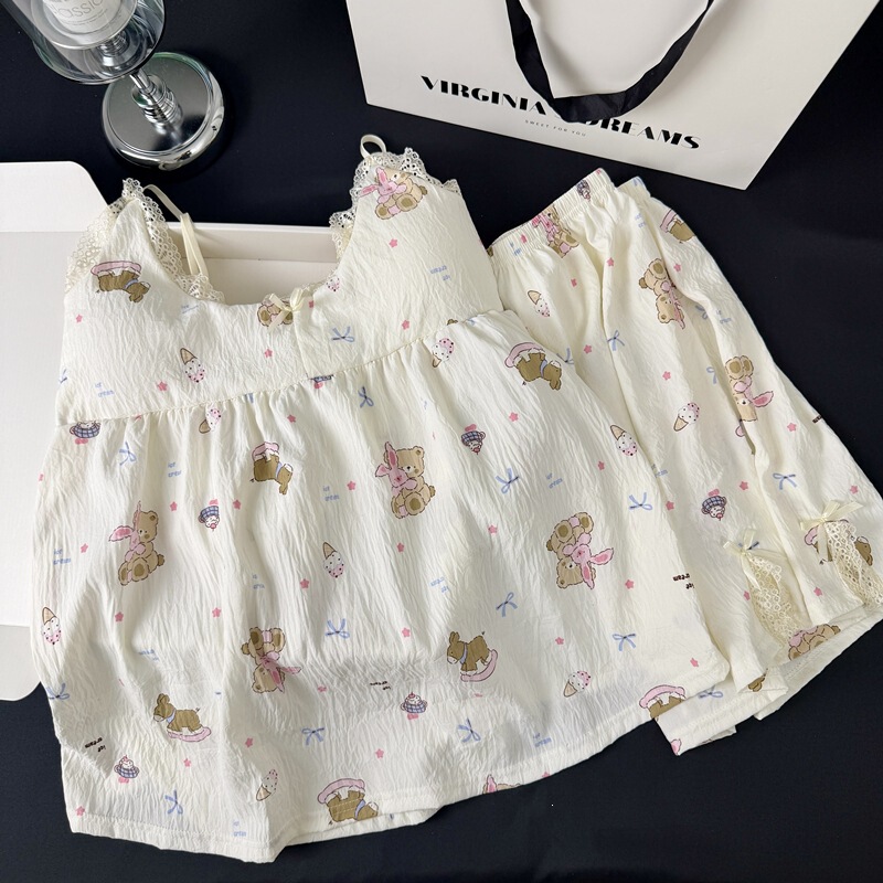 【Da Jiejie Cross-Border Selection】Summer Cloud Pajamas with Chest Pads, Wearable Outside, Camisole and Shorts Homewear Set 【Da Jiejie Cross-Border Selection】Summer Cloud Pajamas with Chest Pads, Wearable Outside, Camisole and Shorts Homewear Set