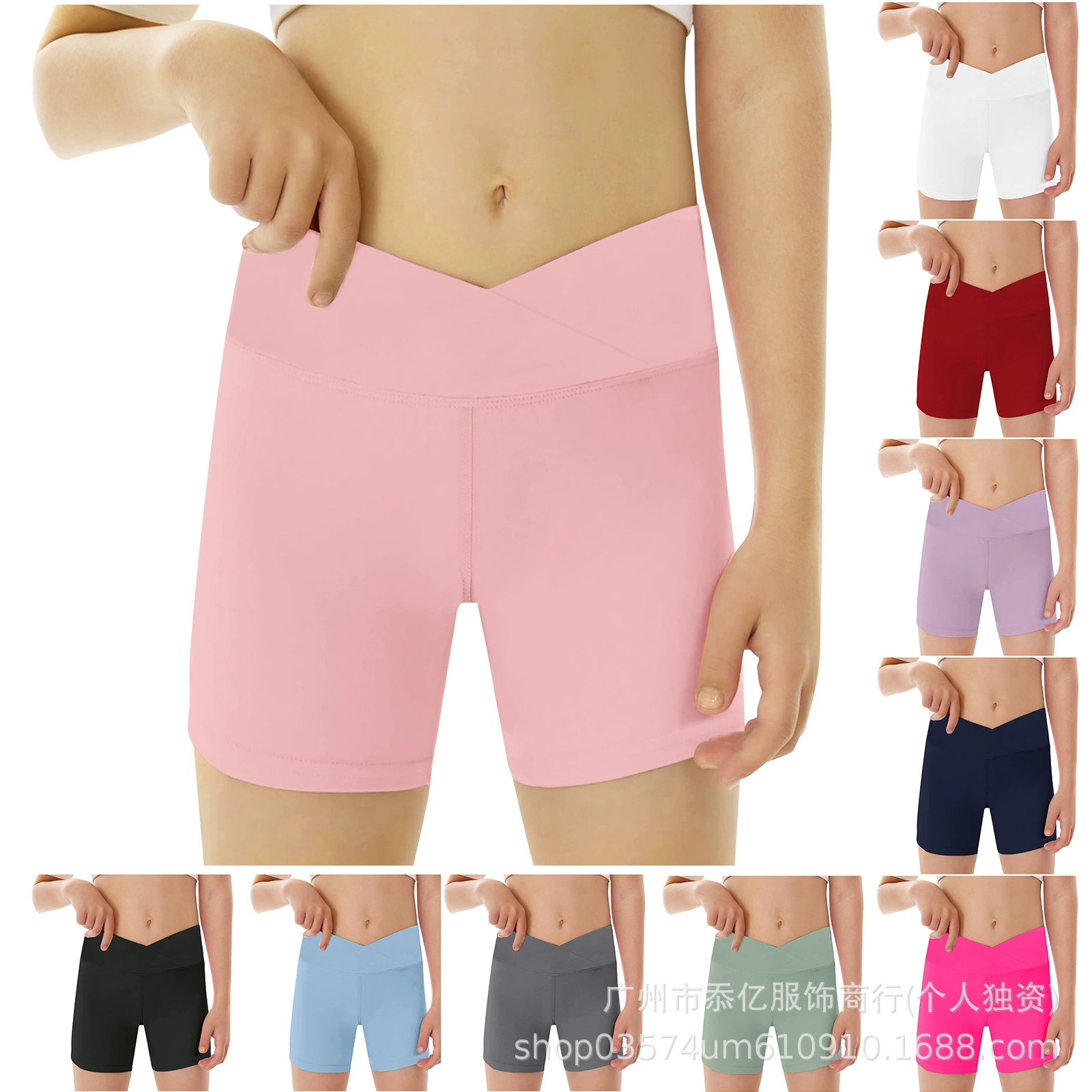 Kids трансграничный сплошной цвет шорты йога обтягивающие фитнес спортивные трежки шорты шорты шорты для девочек