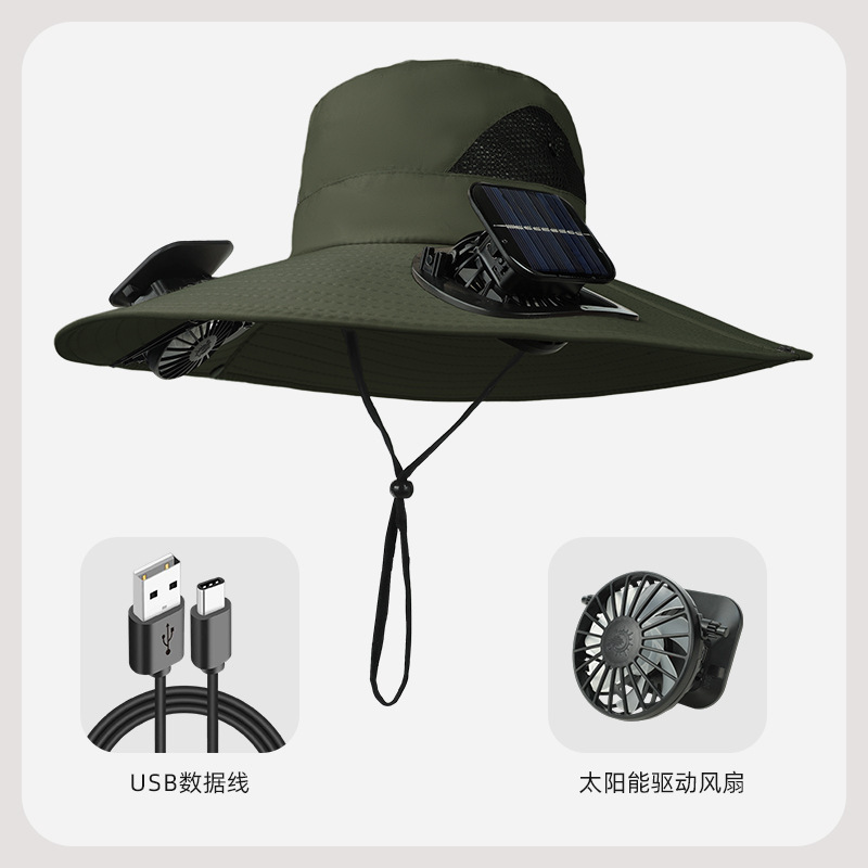 外国貿易の爆品の太陽の扇風機の帽子は充電することができます。|undefined