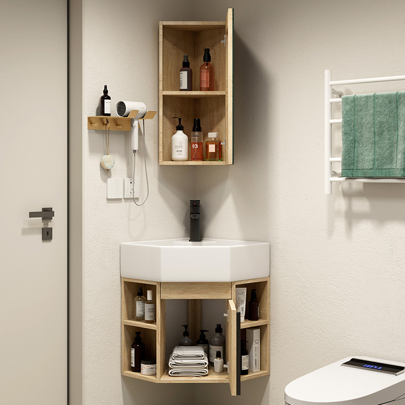Triángulo gabinete de baño combinación esquina baño lavabo balcón lavabo pequeño apartamento mesa de lavado