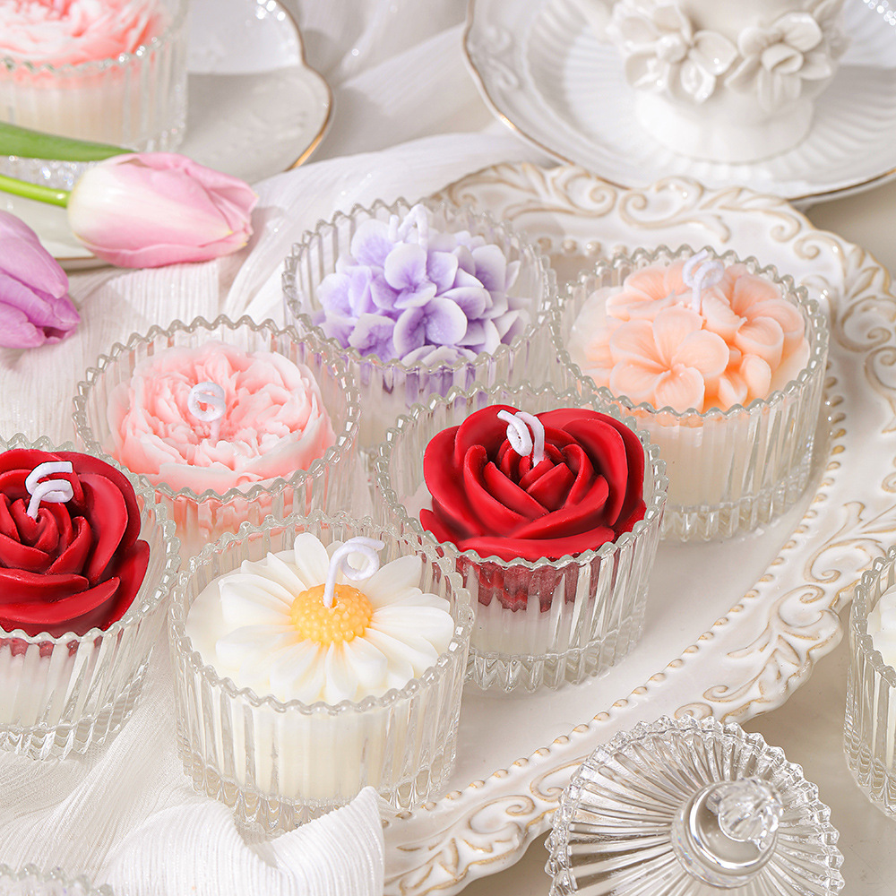 Regalo aromaterapia vela taza creativa hecha a mano flor fragancia regalo mano regalo al por mayor aromaterapia vela adornos