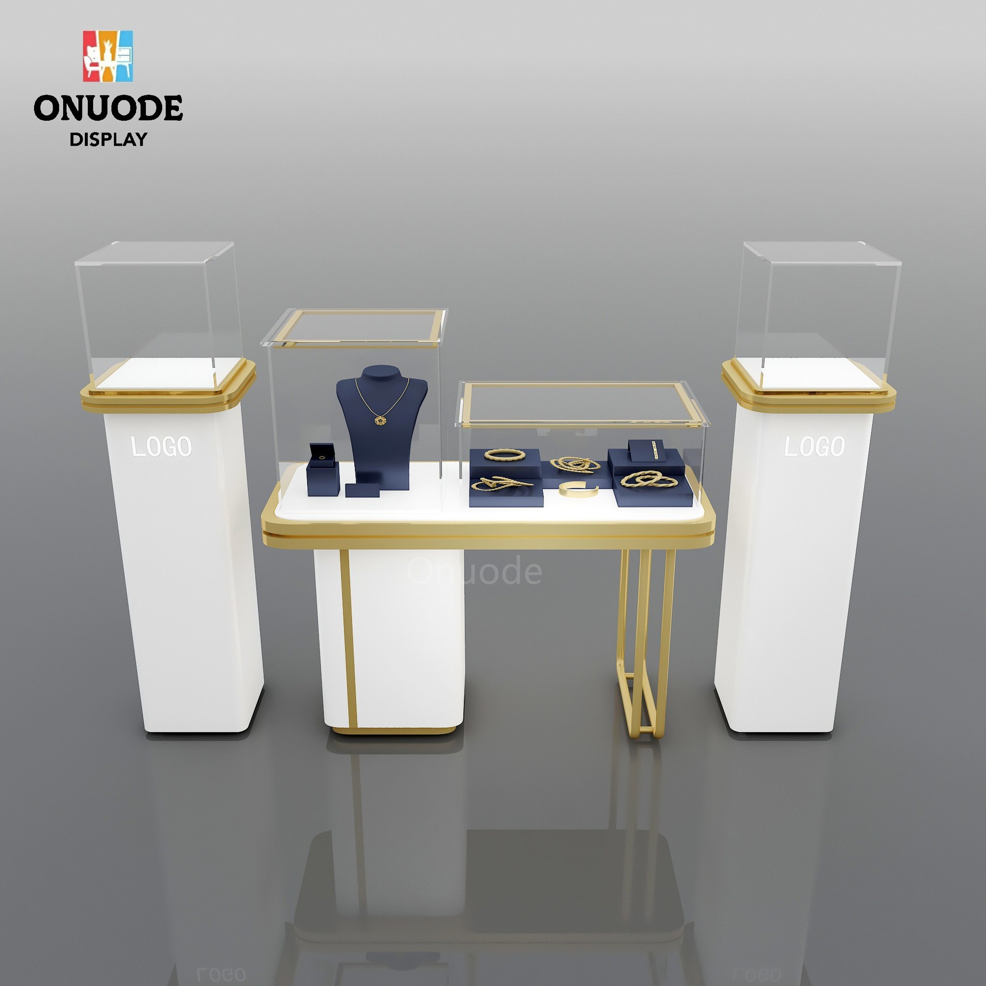 高端珠宝展示柜实木玻璃组合首饰展示架复古风珠宝陈列柜展台