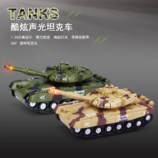 工厂直供 文艺W741坦克模型声光玩具车惯性车模军事战车 一件代发