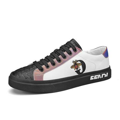 Fashionable and personalized trendy shoes European station casual British sneakers color-blocked leather trendy four-season summer breathable soft leather men's shoes