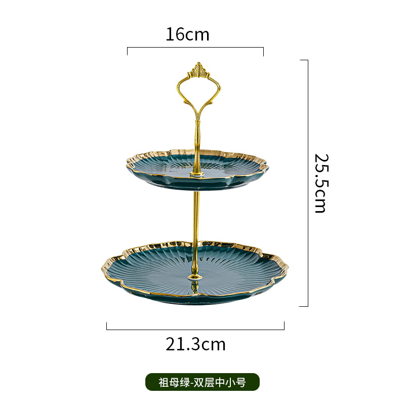 Nordic Golden Edge Light Placa de pastel de lujo moderna sala de estar mesa de café hogar plato de fruta multi-capa merienda postre decoración de la Mesa