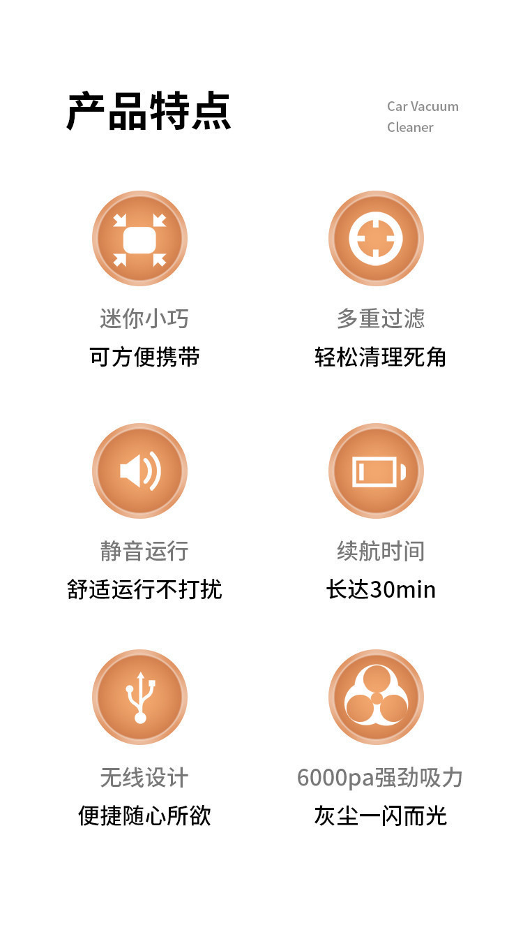 Cross-Border New Popular Model Wireless Car Vacuum Cleaner, Handheld Portable High-Power Suction Cleaner, Portable Car Dust Blower