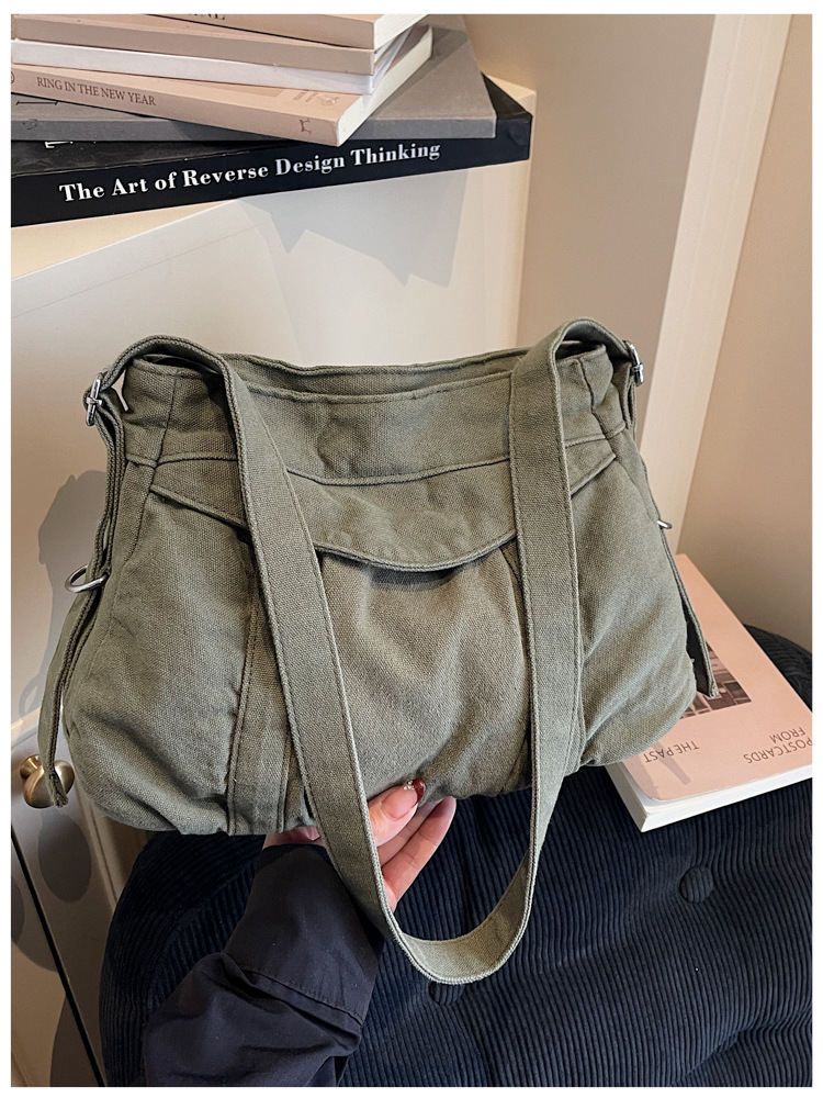Bolso retro de gran capacidad para mujeres 2026 nuevo estilo lienzo de moda simple mochila de hombro para viajar bolsa de ocio image 10