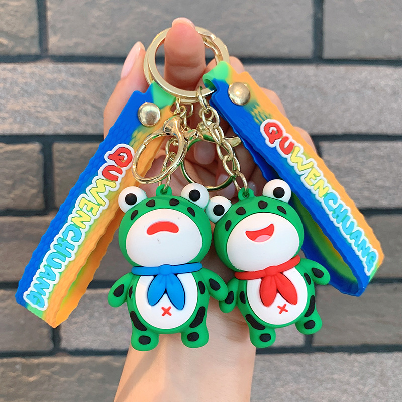 Internet celebridad Rana llavero lindo bufanda Rana muñeca de silicona coche llavero bolsa colgante pequeño regalo
