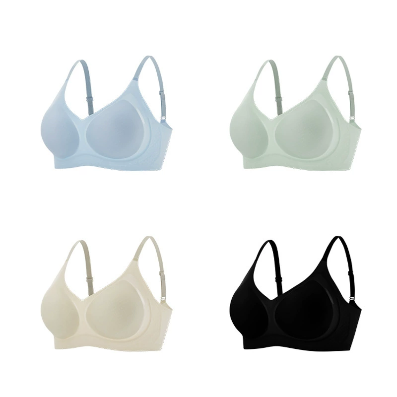 Seamless jelly soft support three-dimensional water drop cup women's bra with side pull-up and comfortable push-up underwear for women