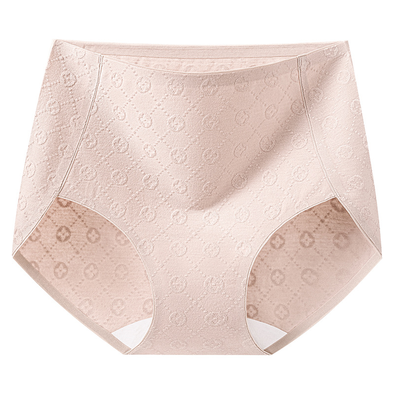 2024 nuevo estilo de algodón de cintura alta, abdomen sin clip, cadera 7A, entrepierna de algodón antibacteriano, sin costuras, jacquard transpirable para mujer