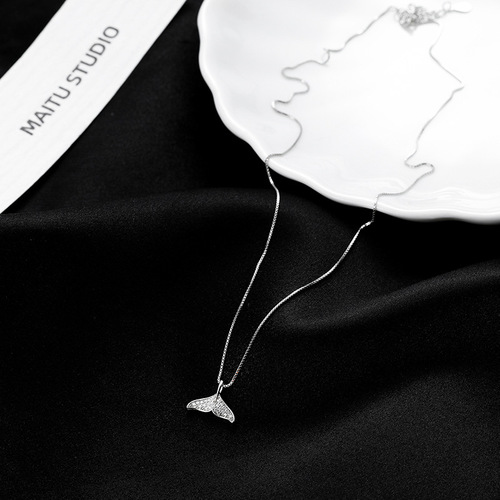 Under the Banyan Tree S925 Silver Mermaid Tail Necklace Female Clavicle Chain Internet Celebrity Ins Trendy High-end Versatile Niche Necklace