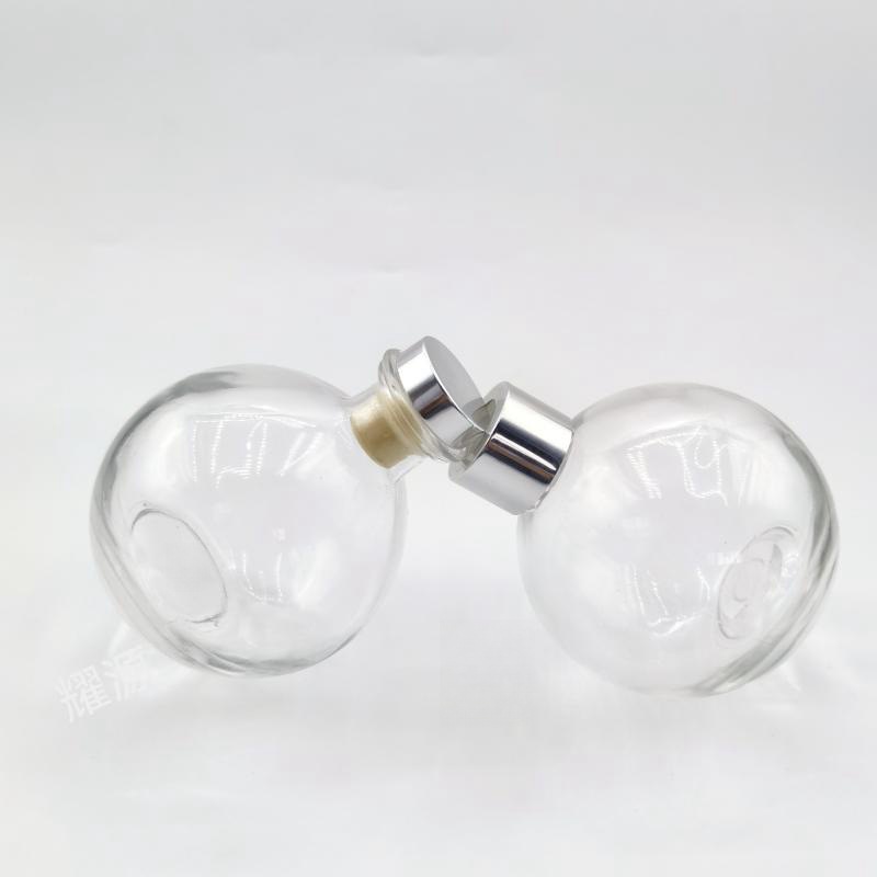 Botella de fragancia transparente con boca de tornillo en stock, botella de fragancia de vidrio esférica vacía, botella de fragancia de boca plana, botella de fragancia dividida