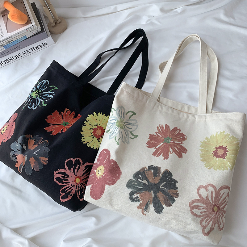 Women's Large Canvas Flower Basic Square Zipper Canvas Bag display picture 20