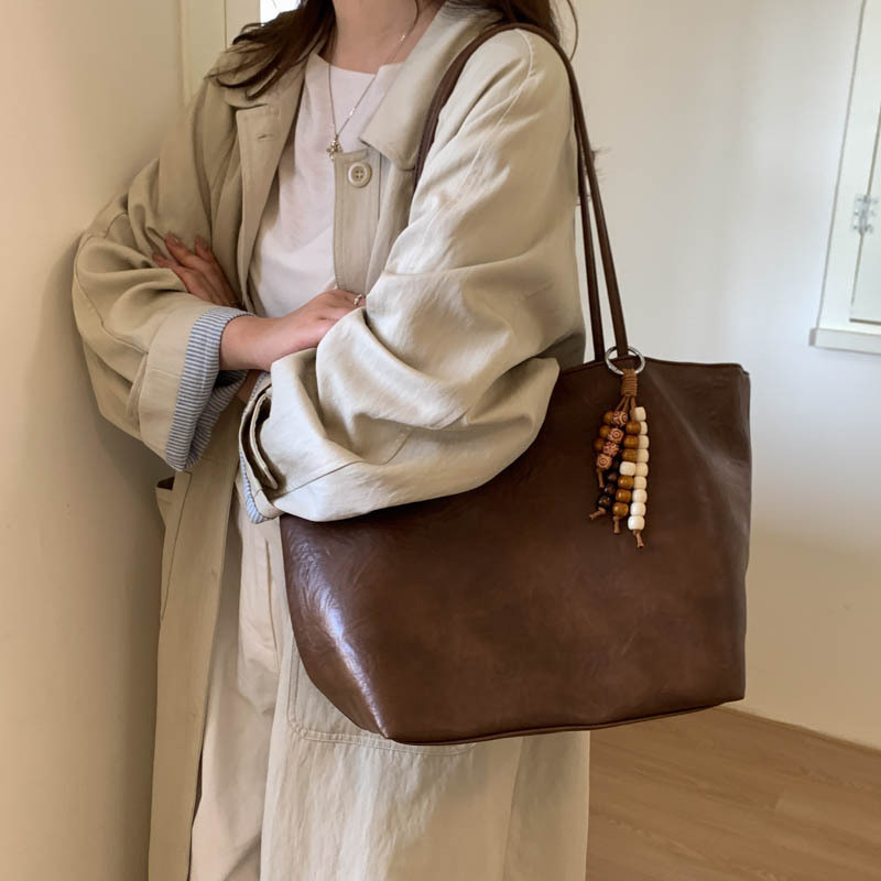 复古简约大容量包包2025秋冬季新款女士单肩包外出上班通勤托特包|undefined