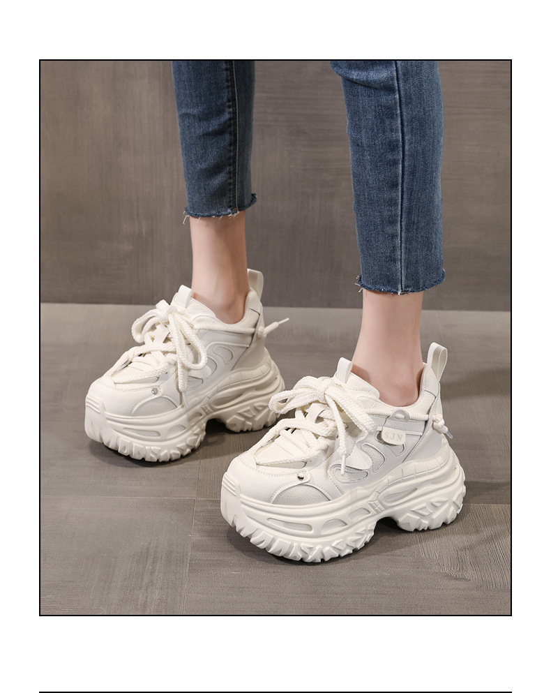 Giày sneaker nữ đế dày tăng chiều cao phong cách daddy chunky — màu đen chi tiết 15