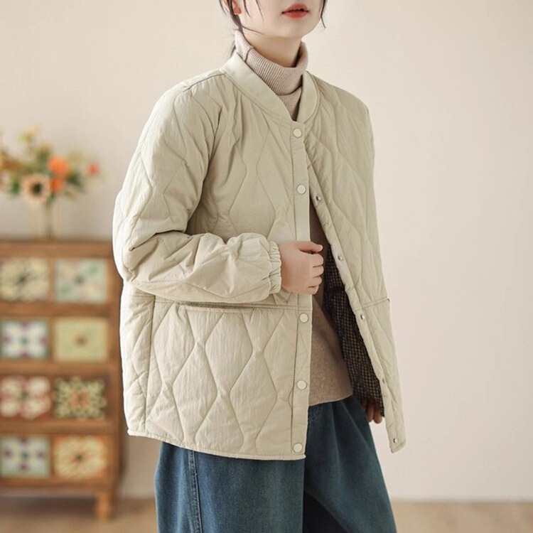 Plus Size down Cotton Outwear Women's Outwear Winter Loose and Light Cotton Jacket Women's New Versatile Women's Short Warm Cotton Outwear
