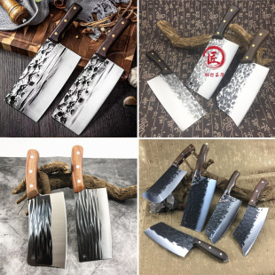 Chicken wings forged kitchen knife hammer pattern antique Longquan chopping knife bone cutting meat slice slaughter bone picking pork knife chef knife