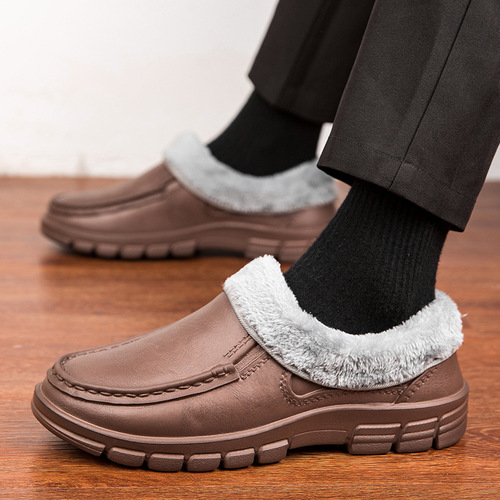 Men's 48 Large Footwear Slippers with Fleece Cotton, Non-Slip Thick Sole, Durable, Restaurant Work Chef Shoes
