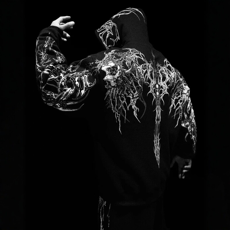 Breathedivinity American Trendy Brand Dark Style Sports Fitness Men's Sweatshirt High Street Autumn and Winter Jacket