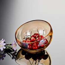 透明创意斜口沙拉碗玻璃碗家用耐热微波炉专用碗简约水果盘调煜滨