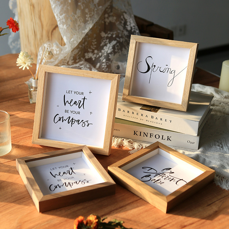 Qianhong Square Photo Frame Hollow Frame Stereo Photo Frame 4 Inch Ornaments Cagliography Mounted Display Household Products