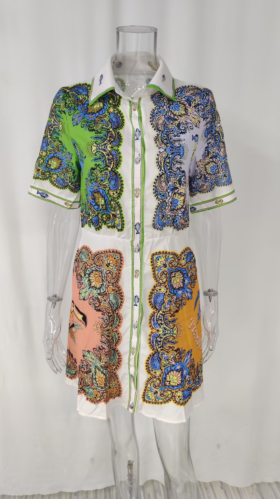 2026 New Spring Women' Clothing European And American Export Printed Fahion Caual Slim Fit Single-Breated Short_ecoleips.com