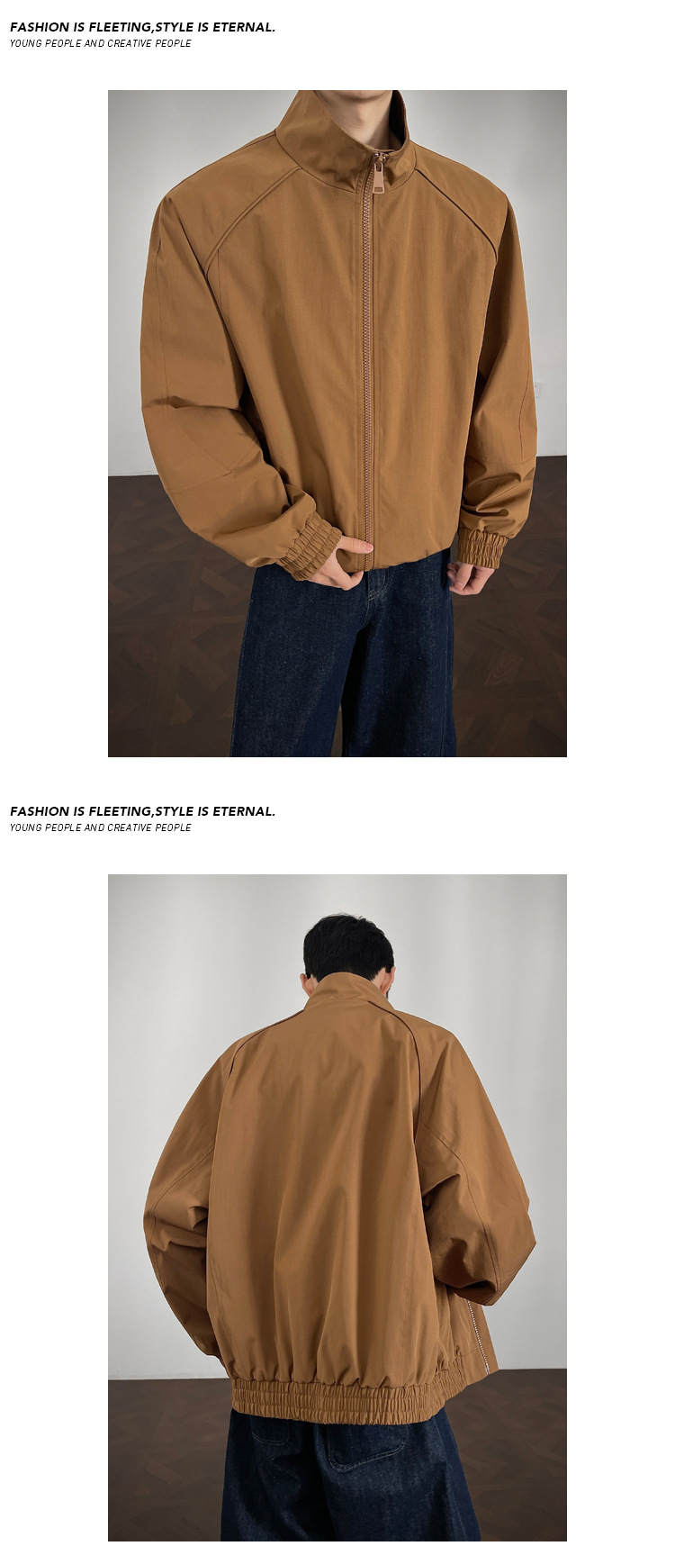 Bomber Cleanfit destrutturato con colletto alto da uomo, modello baseball corto in stile americano con spalla strutturata_voghion.com
