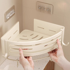 おばあちゃんの白い三角の棚の三角バスケットを楽しんで、穴を開けない浴室のトイレのシャワールームのトイレの収納棚