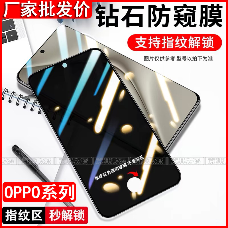 For OPPO Reno8 7 Anti-peep Film Full Screen Mobile Phone Tempered Film Xiaomi 14 Fingerprint Unlock Red Rice K70 60