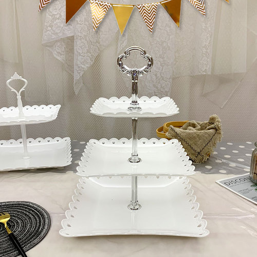 Three-layer fruit tray plastic European-style small living room home candy snack display tray cake stand pastry rack