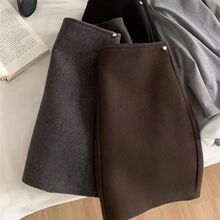 韩系复古秋冬毛呢加厚半身裙2025防走光高腰显瘦气质包臀a字短裙