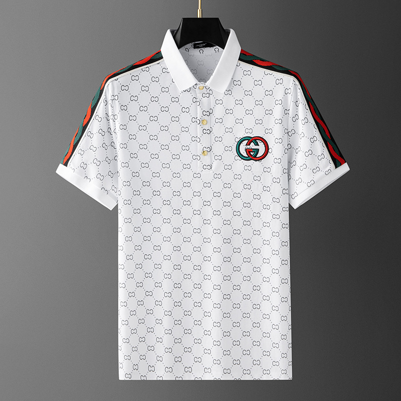 Camisa de Polo de manga corta bordada personalizada para hombre Camiseta de solapa impresa delgada de verano de los hombres de lujo de la estación europea