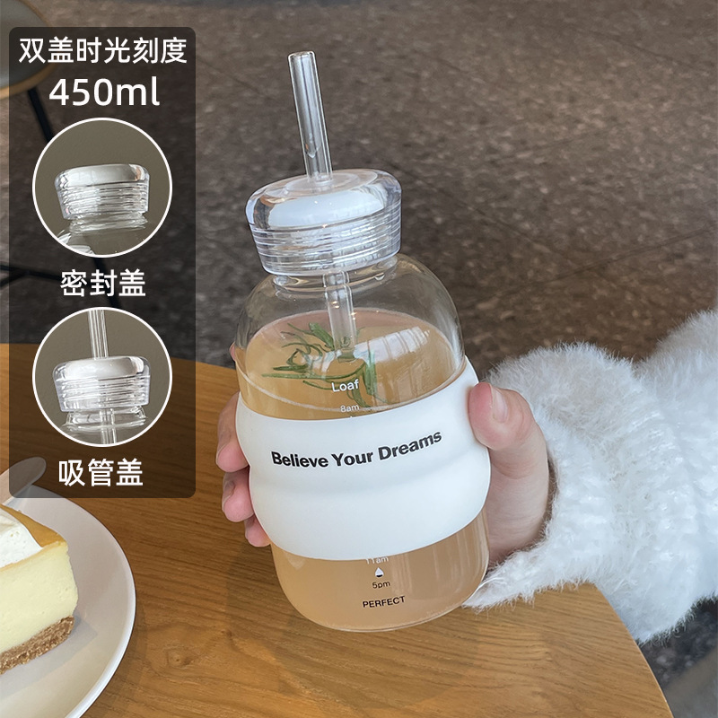 450ml 이중 뚜껑 모델에는 빨대 + 컵 커버가 함께 제공됩니다.