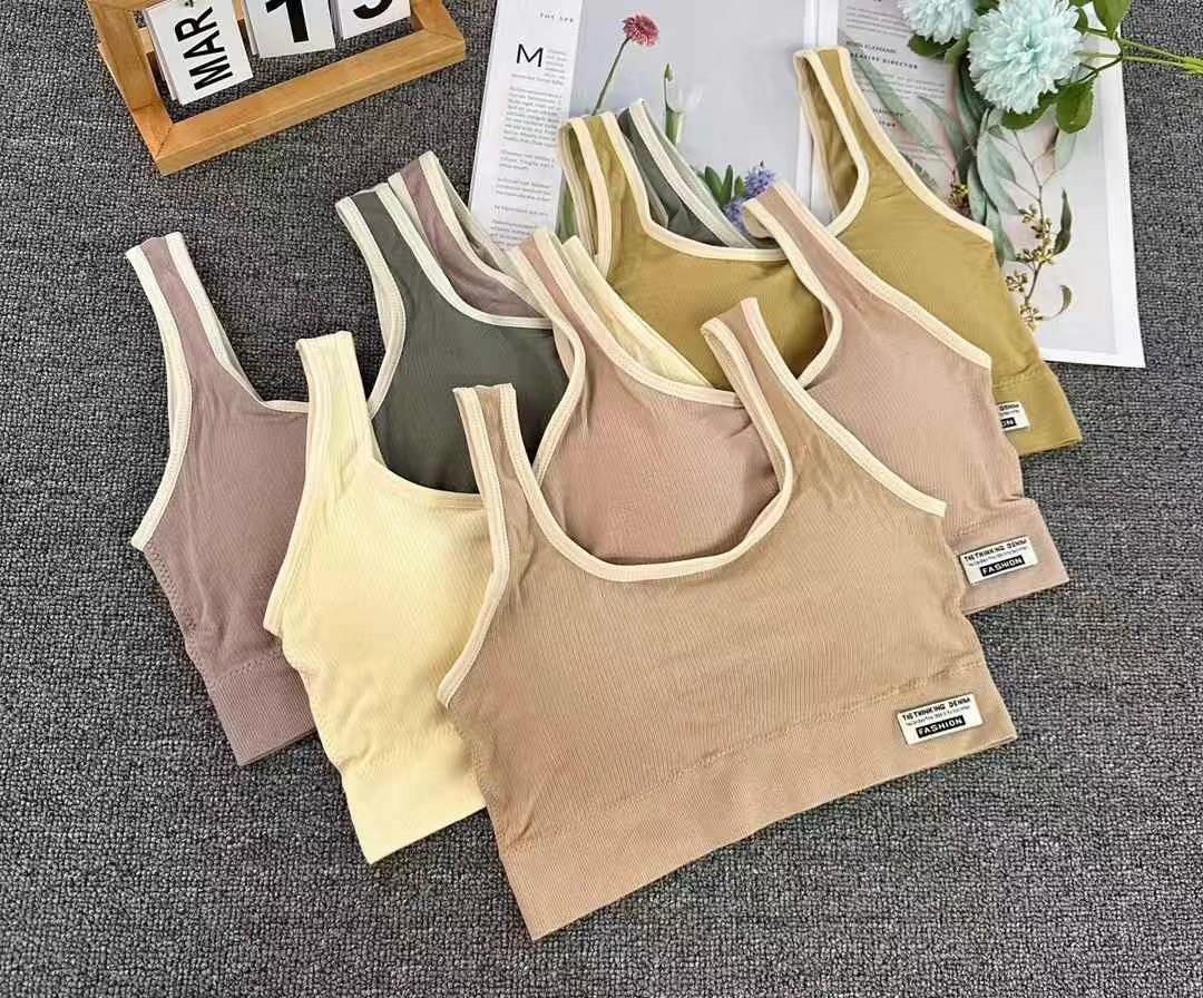 3347 chaleco interior delgado deportivo exterior cabestrillo a prueba de golpes espalda hermoso sujetador superior de tubo sujetador sin anillo de acero sujetador cubierta de copa fija