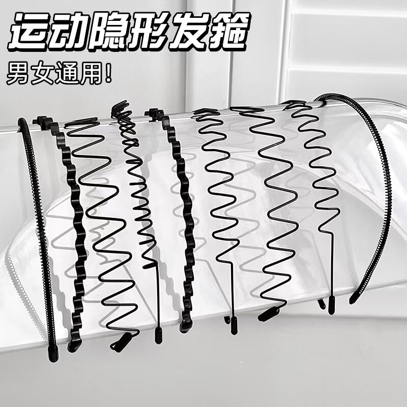 Black Invisible Men's Headband, Sports Hairband, Non-Tightening, for Washing Face, Makeup, Sports, and Hair Styling