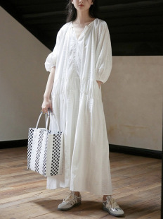 1313 white moonlight white skirt ~ romantic French holiday style long skirt women's loose dress
