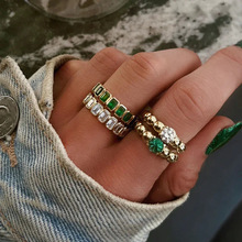 亚马逊时尚新款925银锆石戒指欧美潮流男女嘻哈指环戒指一件代发