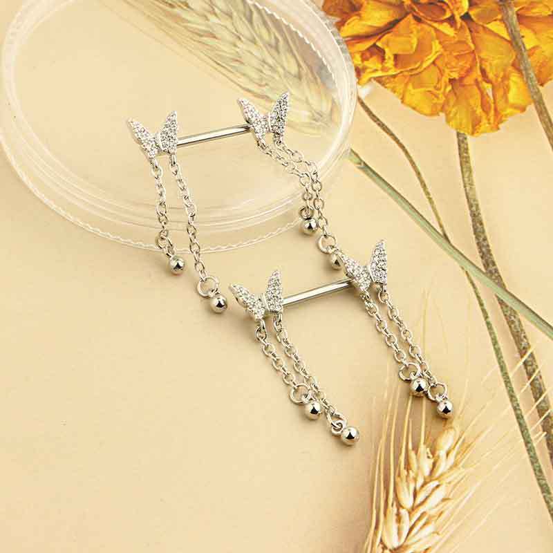 Silver pointed spike labret stud material detail